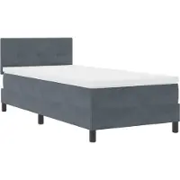 vidaXL LED Box Spring Bed Donkergrijs 90 x 200 cm Fluweel