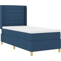 vidaXL Boxspring bed met LED-stripverlichting Blauw 90 x 200 cm Stof