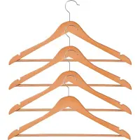 MSV Houten Kledinghangers Set van 4 – Stevige Hangers Hout voor Jassen, Overhemden en Mantels – Vormvaste Houten Hangers