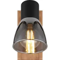 Globo Wandlamp Claude Zwart Met Hout