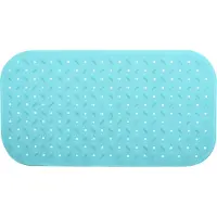 MSV Douche/bad anti-slip mat badkamer - rubber - turquoise - 36 x 65 cm - Badmatjes