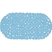 MSV Douche/bad anti-slip mat - badkamer - pvc - lichtblauw - 35 x 68 cm - Badmatjes