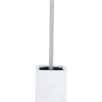 Spirella MSV Toiletborstel in MDF houtA houder/rvs wc-borstel - wit - 37 cm - Toiletborstels