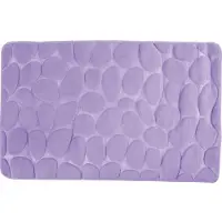MSV Badkamerkleedje/badmat tapijt - kiezel motief - vloermat - lila paars - 50 x 80 cm - laagpolig - Badmatjes