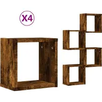 vidaXL Wandplanken Muurmontage 4 st Rook Eiken 26 x 15 x 26 cm