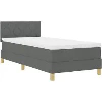 vidaXL LED Box Spring Bed met hoofdeinde Donkergrijs 90 x 190 cm Stof