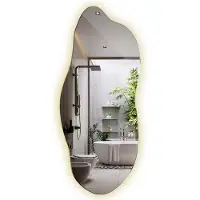 Tulup LED Spiegel - LED Spiegel Organische Vorm - 40x90 cm - Organisch Gevormde Led Spiegel - Halspiegel - Neutraal Wit 4000K - Asymmetrische Spiegel Met Verlichting - Scandinavische Wandspiegel