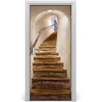 Tulup Deursticker - Kasteeltrappen Deur Sticker - 95 cm x 205 cm - Bruin Deursticker - Moderne Deur Sticker - Deursticker voor de Slaapkamer - Deurfolie