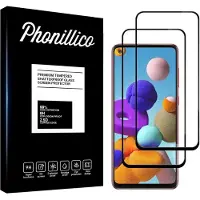 Phonillico Screenprotector voor Samsung Galaxy A21S - 2 stuks Beschermglas van glas Transparante glazen schermbeschermfolie met zwarte randen