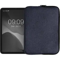 Kwmobile universele tablet hoes geschikt voor 9,7"-11" Tablet hoesje - Stoffen cover voor tablets 25,6 x 18,1 cm - Tablet sleeve met rits - In donkerblauw