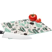 KitchenYeah Glazen Snijplank - 28x20 - Cactus - Patroon - Bloemen - Snijplanken Glas