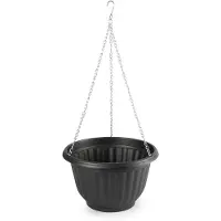 PlasticForte Plantenpot - hangend - kunststof - antraciet - D25 x H15 cm - bloempot aan ketting