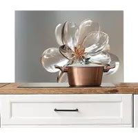 KitchenYeah Spatscherm keuken 90x60 cm - Kookplaat achterwand Bloem - Glazen - Doorzichtig - Muurbeschermer - Spatwand fornuis - Hoogwaardig aluminium