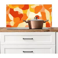 KitchenYeah Spatscherm keuken 90x45 cm - Kookplaat achterwand Abstract - Vormen - Oranje - Muurbeschermer - Spatwand fornuis - Hoogwaardig aluminium
