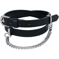 Rock Rebel by EMP - Rock Riem - Narrow Black Belt with Decorative Chain - voor Vrouwen - zwart | Maat 105 cm