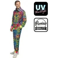 Boland - Trainingspak Leopard art dude UV (S) - Volwassenen - - 80s - 90s - foute party - grappig - retro trainingspak - neon