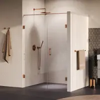 Brauer Void profielloze nisdeur 140cm met draaideur 70cm aan muur koper geborsteld PVD