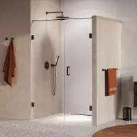 Brauer Void profielloze nisdeur 140cm met draaideur 70cm aan muur gunmetal geborsteld PVD