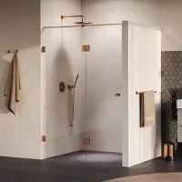 Brauer Void Carving profielloze nisdeur 130cm met draaideur 60cm aan glas koper geborsteld PVD