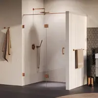 Brauer Void profielloze nisdeur 140cm met draaideur 70cm aan glas koper geborsteld PVD
