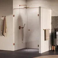 Brauer Void Carving profielloze nisdeur 130cm met draaideur 60cm aan muur koper geborsteld PVD