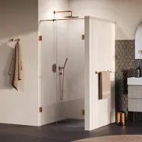 Brauer Void Carving profielloze nisdeur 100cm met draaideur 60cm aan muur koper geborsteld PVD
