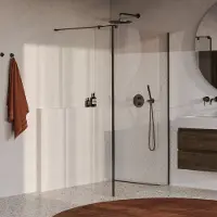 Brauer Oblivion inloopdouche helder glas 110cm met 30cm zijwand gunmetal geborsteld PVD
