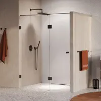 Brauer Void Carving profielloze nisdeur 160cm met draaideur 70cm aan glas gunmetal geborsteld PVD