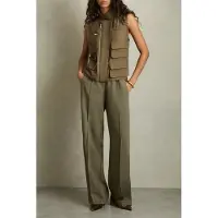Reiss Grace Pocket Stitch Gillet Khaki Size: M | Vests Outlet | Dames | Bruin