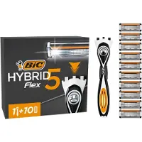 BIC Hybrid 5 Flex - Scheermesjes - Voor Mannen - 5 Titanium Scheerbladen - Heren Scheermes Houder met 10 Navullingen - 1 set