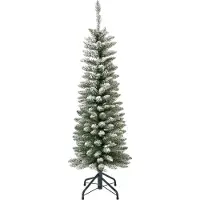 Everlands Kunstkerstboom Pencil Pine Snowy 150 cm Hoog Groen Wit Besneeuwd