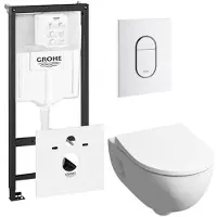 Geberit 300 Basic toiletset - inclusief Grohe inbouwreservoir en Grohe Arena bedieningsplaat - wit 0729205/0729242/sw398922/