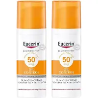 Eucerin Sun Oil Control Gel-Crème SPF 50+ Zonnebrand - Zonbescherming voor Vette en Acne-gevoelige Huid - Voordeelverpakking - 2x 50 ml