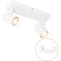 QAZQA Moderne plafondlamp wit 2-lichts verstelbaar rechthoekig - Jeana