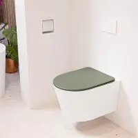 Mondiaz LAVIE hangend toilet single fire rimless diepspoel Talc, Toiletzitting met quick-release & softclose Army
