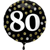 Folat - Folieballon Glossy Black 80 jaar - 45 cm
