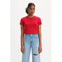 Levi's Perfect Tee Script Red Cotton Maat: XXS | Tops Outlet | Dames | Rood