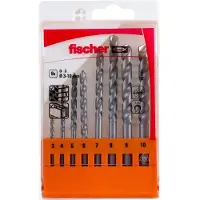 Fischer D-S 543027 Steen-spiraalboorset 8-delig 3 mm, 4 mm, 5 mm, 6 mm, 7 mm, 8 mm, 9 mm, 10 mm Cilinderschacht 1 set(s)