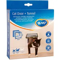 Duvo+ kattenluik met tunnel wit - 19 x 19,7 cm