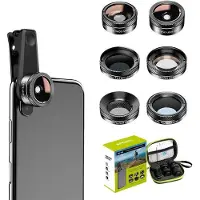 Apexel Mobiele lenskit APL-DG6V2 6 in 1 universeel (zwart), Andere smartphone accessoires, Zwart