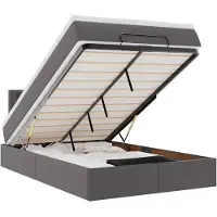 vidaXL Ottoman bed met matrassen en LED's 120x200cm kunstleer grijs