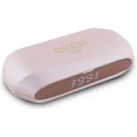 GUESS draadloze oordopjes, Bluetooth TWS, model GUTWSC2MCDSP (uitgebreid, metallic, klassiek logo), kleur: roze