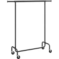 Songmics – Kledingrek op Wielen – Uitschuifbaar 110-150 cm – 130 kg – Mat Zwart - HSR011B01V2