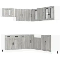 vidaXL 11-delige Keukenkastenset Lucca bewerkt hout grijs sonoma eiken