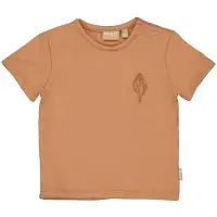 Quapi Newborn T-shirt bruin Jongens Stretchkatoen Ronde hals Effen - maat 62