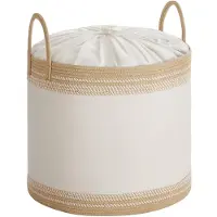 Songmics 90L Katoenen Wasemmer met Deksel - Beige, geschikt