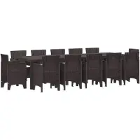 vidaXL Tuin Eettafel Set 13 st Bruin Rattan