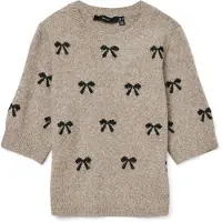 Vero Moda Trui 'VMDOFFY INTARSIA' greige / zwart