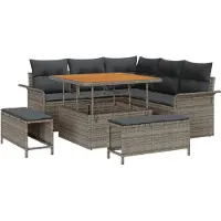 vidaXL Tuinset, 8 stuks, 7 zitplaatsen, grijs