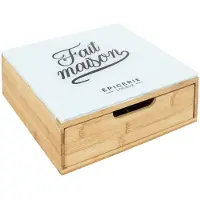 Home Deco Factory capsulehouder - hout - met print - koffiecups - bewaardoos